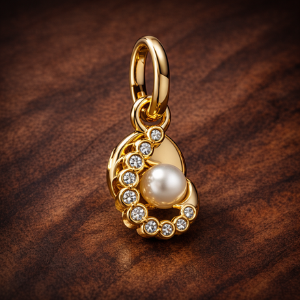 Hook Double Dangle Charm — display on walnut