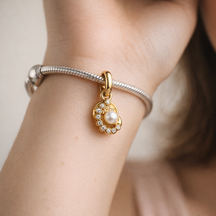 Hook Double Dangle Charm — worn on wrist