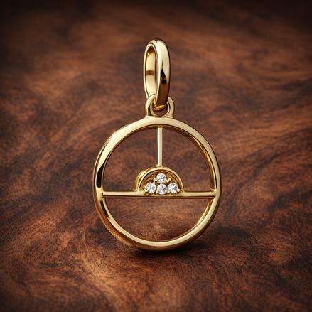 Sunrise Medallion Charm — display on walnut