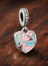 Pastel City Heart Charm - Pastel City Heart Charm — display on walnut