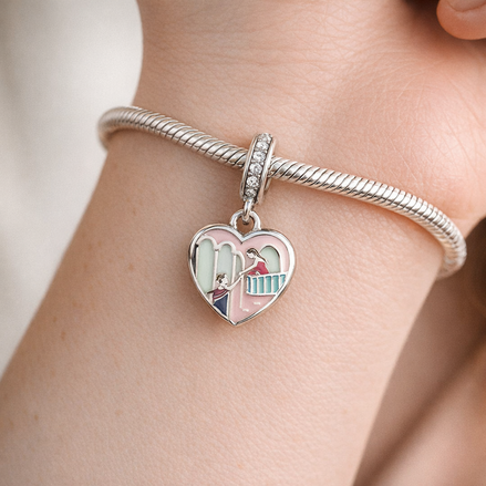 Pastel City Heart Charm - Pastel City Heart Charm — worn on wrist