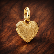 Engravable Heart Medallion Charm — display on walnut