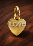 Gold Plated Love Heart - Gold Plated Love Heart Charm — display on walnut