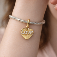 Gold Plated Love Heart - Gold Plated Love Heart Charm — worn on wrist