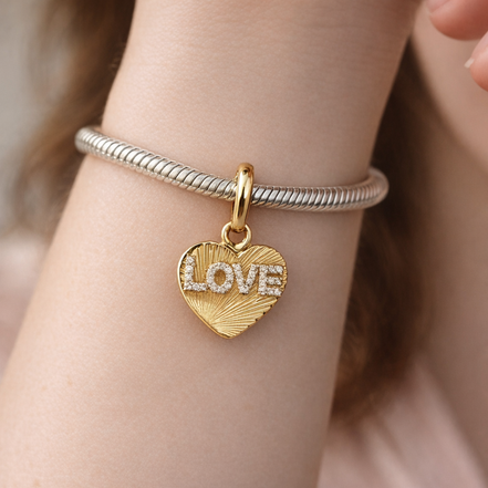 Gold Plated Love Heart - Gold Plated Love Heart Charm — worn on wrist