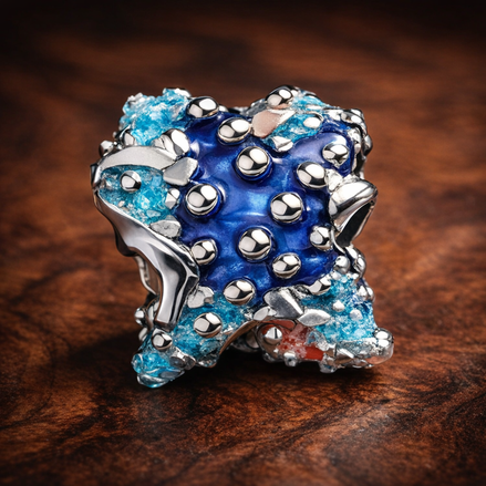 Colorful Starfish Mini Charm — display on walnut
