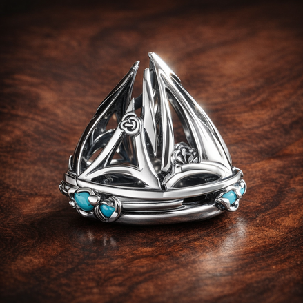 Sailboat Charm — display on walnut