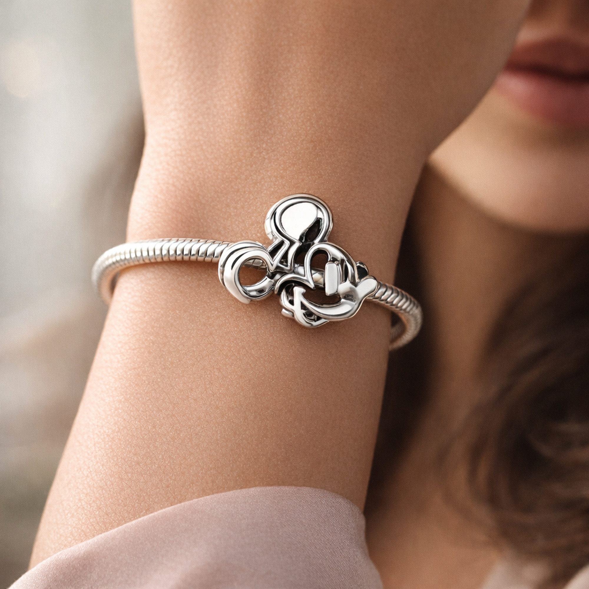 Disney Mickey Mouse Openwork Charm — worn on wrist