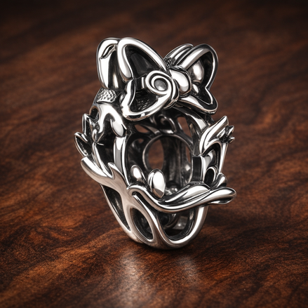 Disney Daisy Duck Openwork Charm — display on walnut