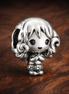 Girl Character Curly Hair And Book Detail - Sterling Silver Girl Character Charm With Curly Hair And Book Detail — display on walnut