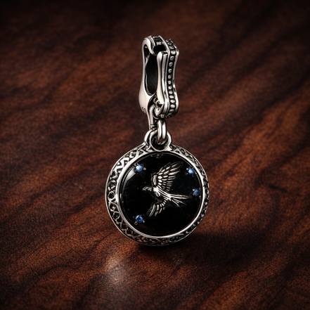 Fairy Star Medallion - Fairy Star Medallion Charm — display on walnut