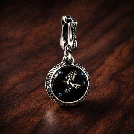 Fairy Star Medallion - Fairy Star Medallion Charm — display on walnut