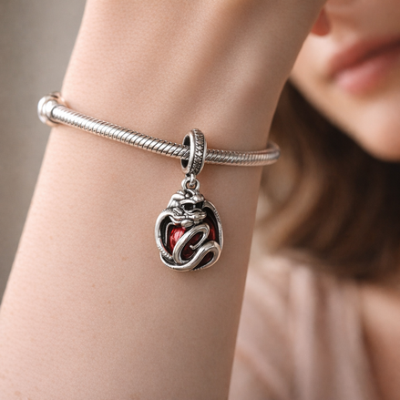 Red Crab Bead - Red Crab Bead Charm — worn on wrist