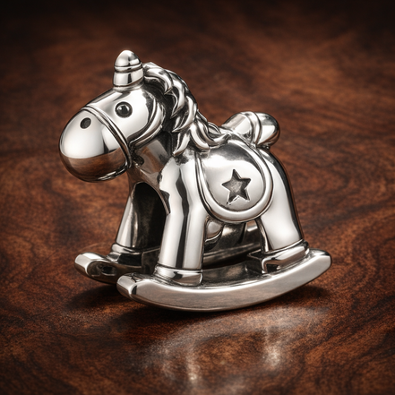 Rocking Horse Charm - Rocking Horse Charm — display on walnut
