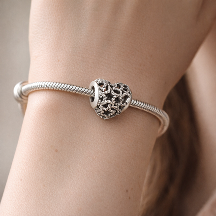 Crystal Heart Bead - Crystal Heart Bead Charm — worn on wrist