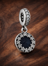 Blue Star Wreath Dangle - Blue Star Wreath Dangle Charm — display on walnut