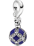 Sterling Silver Blue Enamel Floral Dangle Charm