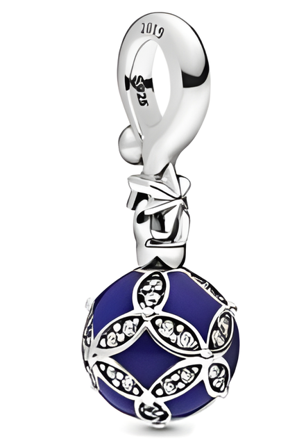 Sterling Silver Blue Enamel Floral Dangle Charm