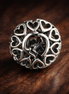 Family Tree Heart Openwork - Heart Garden Family Tree Charm — display on walnut