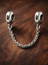 Classic Safety Chain - Silver Sparkle Safety Chain Charm — display on walnut