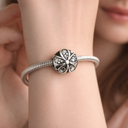 Crystal Daisy Dome - Crystal Petal Daisy Charm — worn on wrist