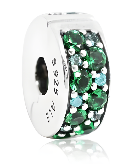 Sterling Silver Green Pavé Clip Charm