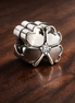 White Flower Dangle - White Petal Crystal Flower Dangle — display on walnut