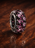 Magenta Pave Spacer - Raspberry Pink Crystal Spacer — display on walnut