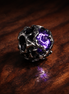 Purple Floral Accent - Purple Blossom Silver Accent Charm — display on walnut