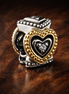 Heart Lock Key Charm - Golden Heart Lock Charm — display on walnut