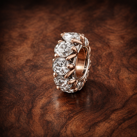 Sparkling Row Spacer Charm — display on walnut