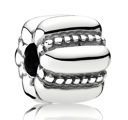 Sterling Silver Ribbed Round Clip Charm