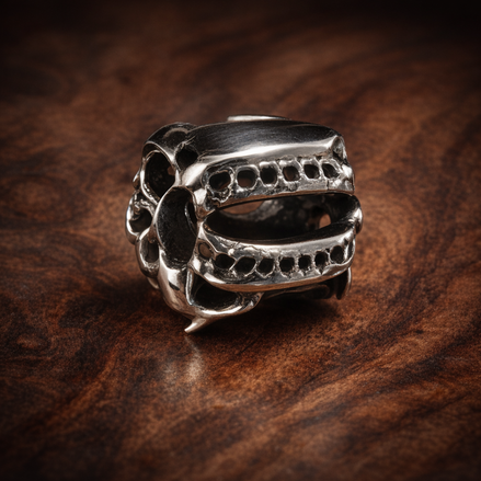 Ribbed Silver Barrel - Polished Ribbed Barrel Spacer — display on walnut