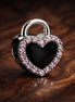 Pandora Heart Padlock - Pink Crystal Pandora Heart Lock — display on walnut