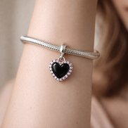 Pandora Heart Padlock - Pink Crystal Pandora Heart Lock — worn on wrist