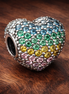 Rainbow Pave Heart - Rainbow Crystal Heart Charm — display on walnut