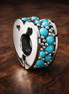 Turquoise Pave Spacer - Bright Turquoise Crystal Spacer — display on walnut
