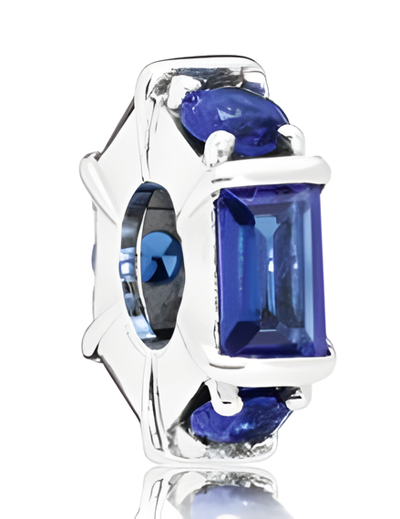 Sterling Silver Ice Blue Sparkling Stones Star Spacer Charm