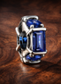 Blue Baguette Stone Spacer - Cobalt Baguette Crystal Spacer — display on walnut