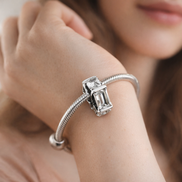 Clear Baguette Stone Spacer - Clear Baguette Crystal Spacer — worn on wrist