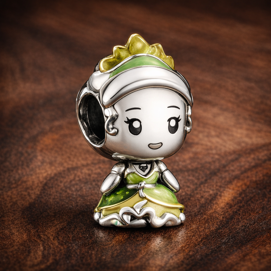 Princess Tiana Charm - Princess Tiana Mini Charm — display on walnut