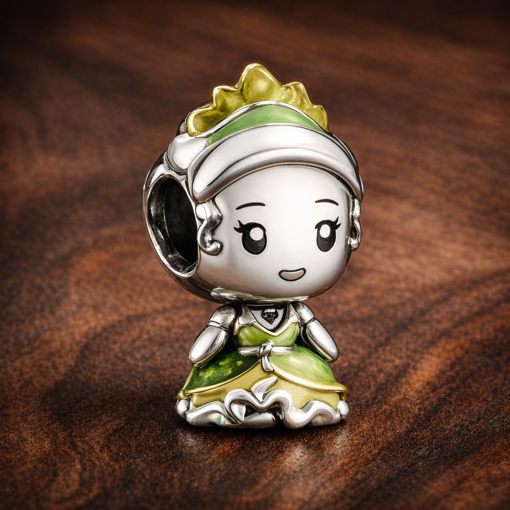 Princess Tiana Charm - Princess Tiana Mini Charm — display on walnut