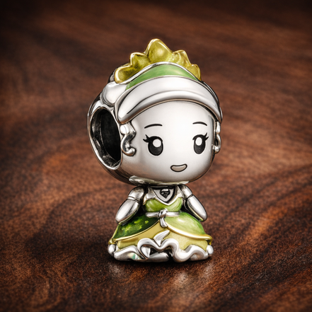 Princess Tiana Charm - Princess Tiana Mini Charm — display on walnut