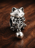 Kitten & Yarn Ball Charm — display on walnut