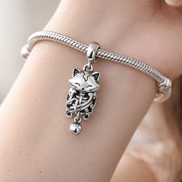 Kitten & Yarn Ball Charm — worn on wrist