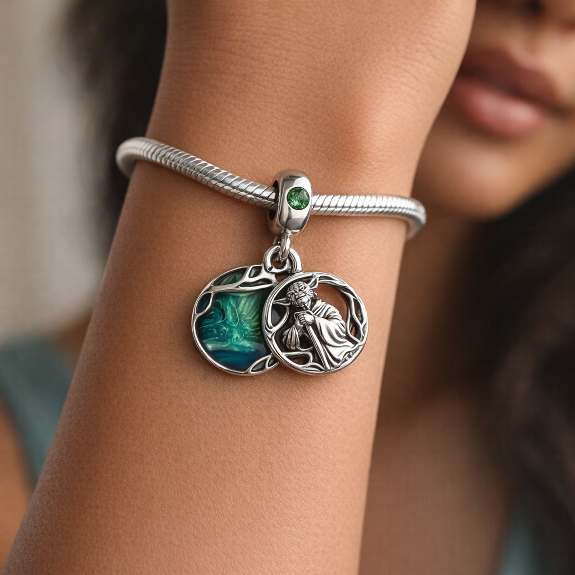 Ariel Ocean Dangle - Little Mermaid Ocean Dangle Charm — worn on wrist