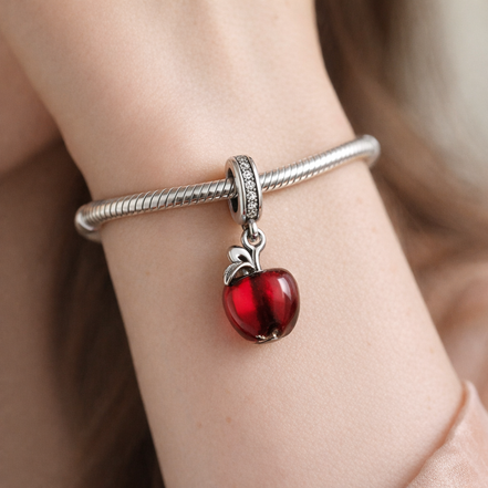 Snow White Apple Dangle - Snow White Red Apple Dangle — worn on wrist