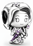 Sterling Silver and Purple Enamel Flower Princess Character Charm