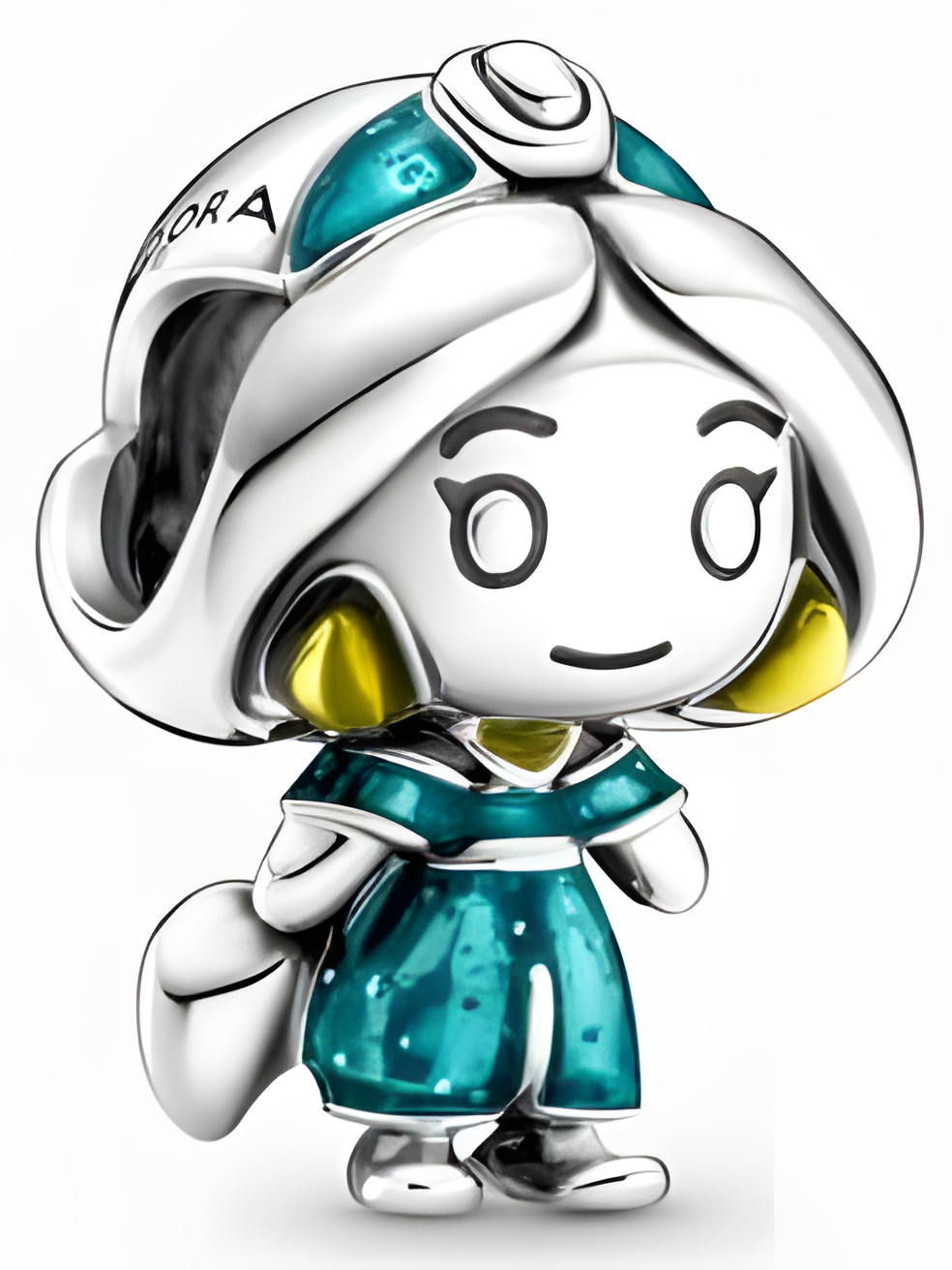 Sterling Silver and Teal Enamel Arabian Princess Character Charm