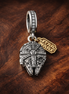 And Gold Plated Spaceship - Sterling Silver And Gold Plated Spaceship Dangle Charm With Sparkling Stones — display on walnut